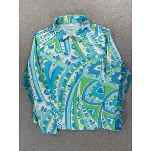 Icikuls Performance 1/4 Zip Golf Pullover Shirt (Women's XL) Blue/Green